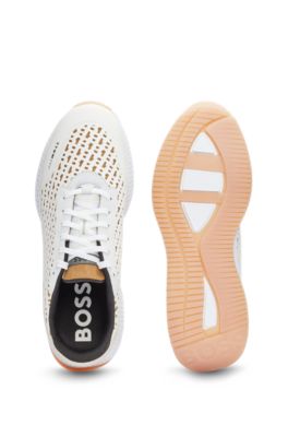 BOSS - TTNM EVO monogram-mesh lace-up trainers with suede trims