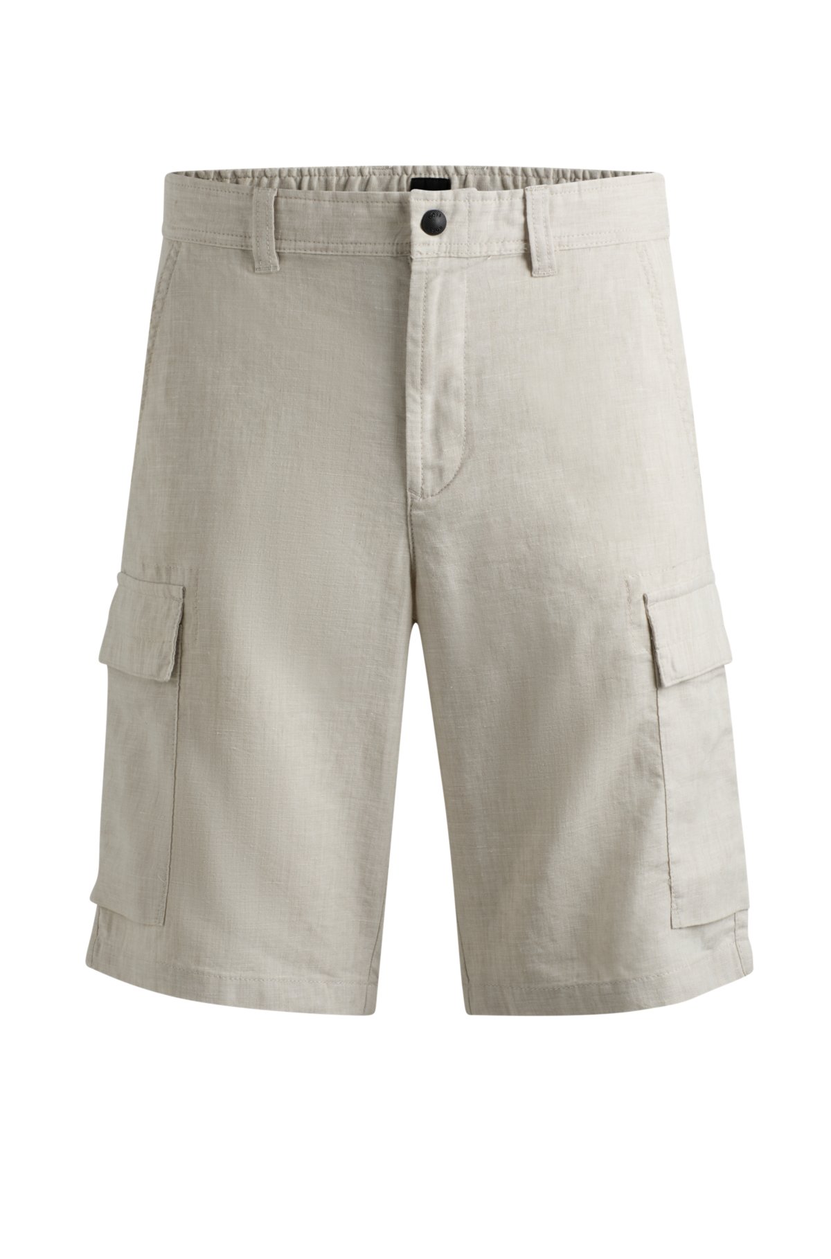 BOSS - Regular-fit cargo shorts in a linen blend