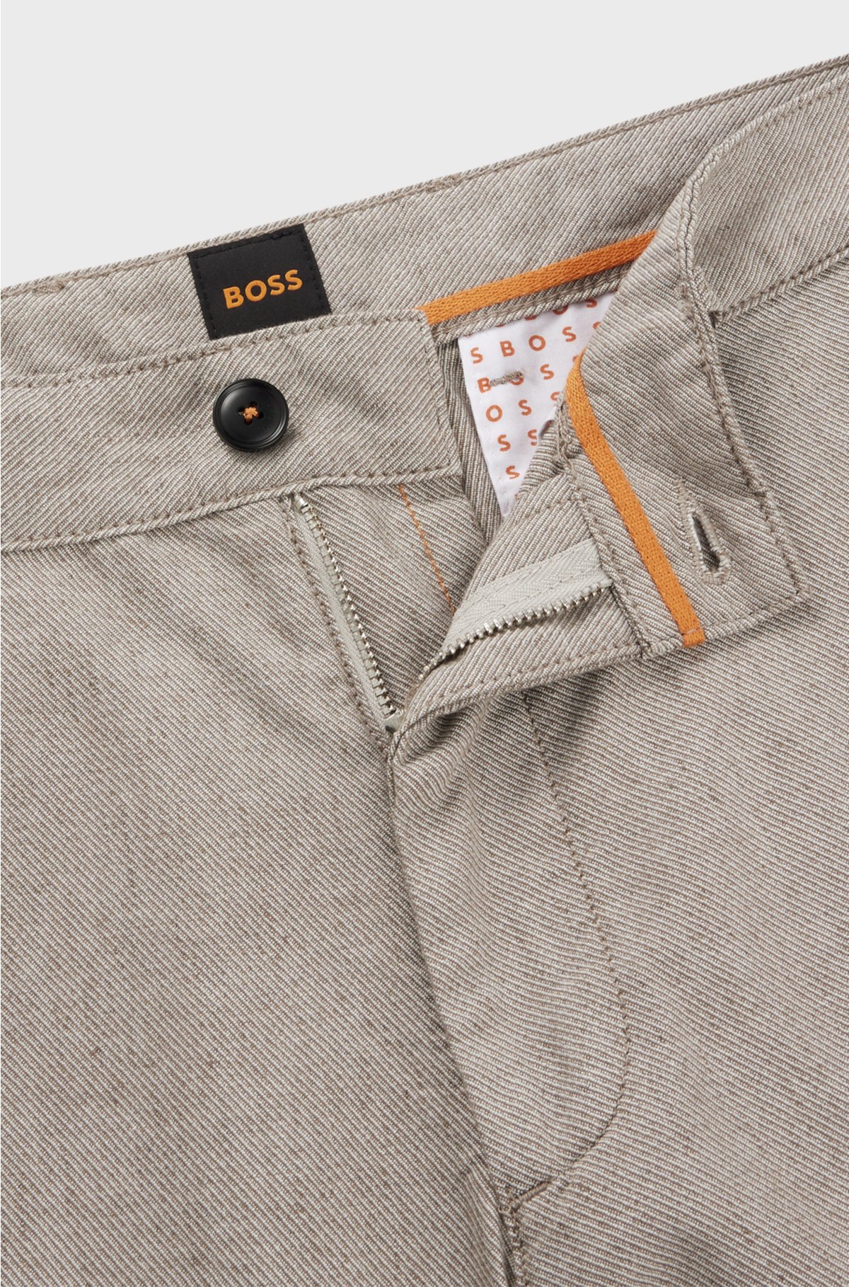 Slim-fit chinos in two-tone twill, Light Brown