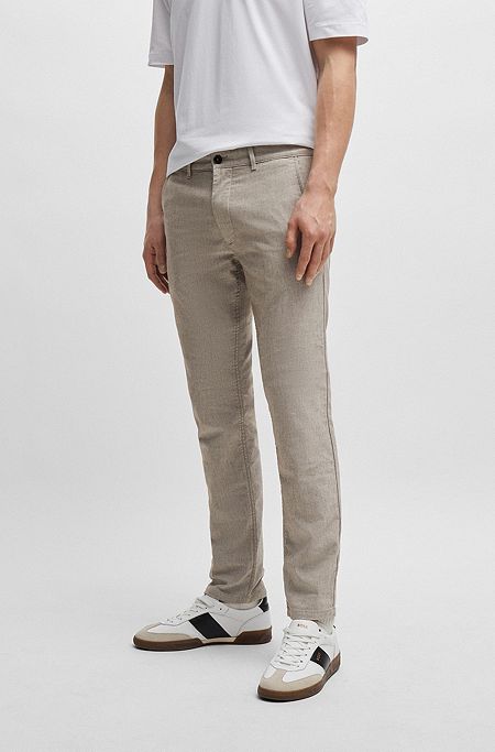Slim-fit chinos in two-tone twill, Light Brown