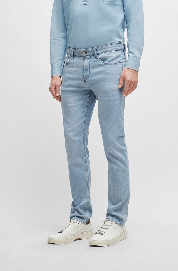 Slim-fit jeans in blue Italian denim, Light Blue
