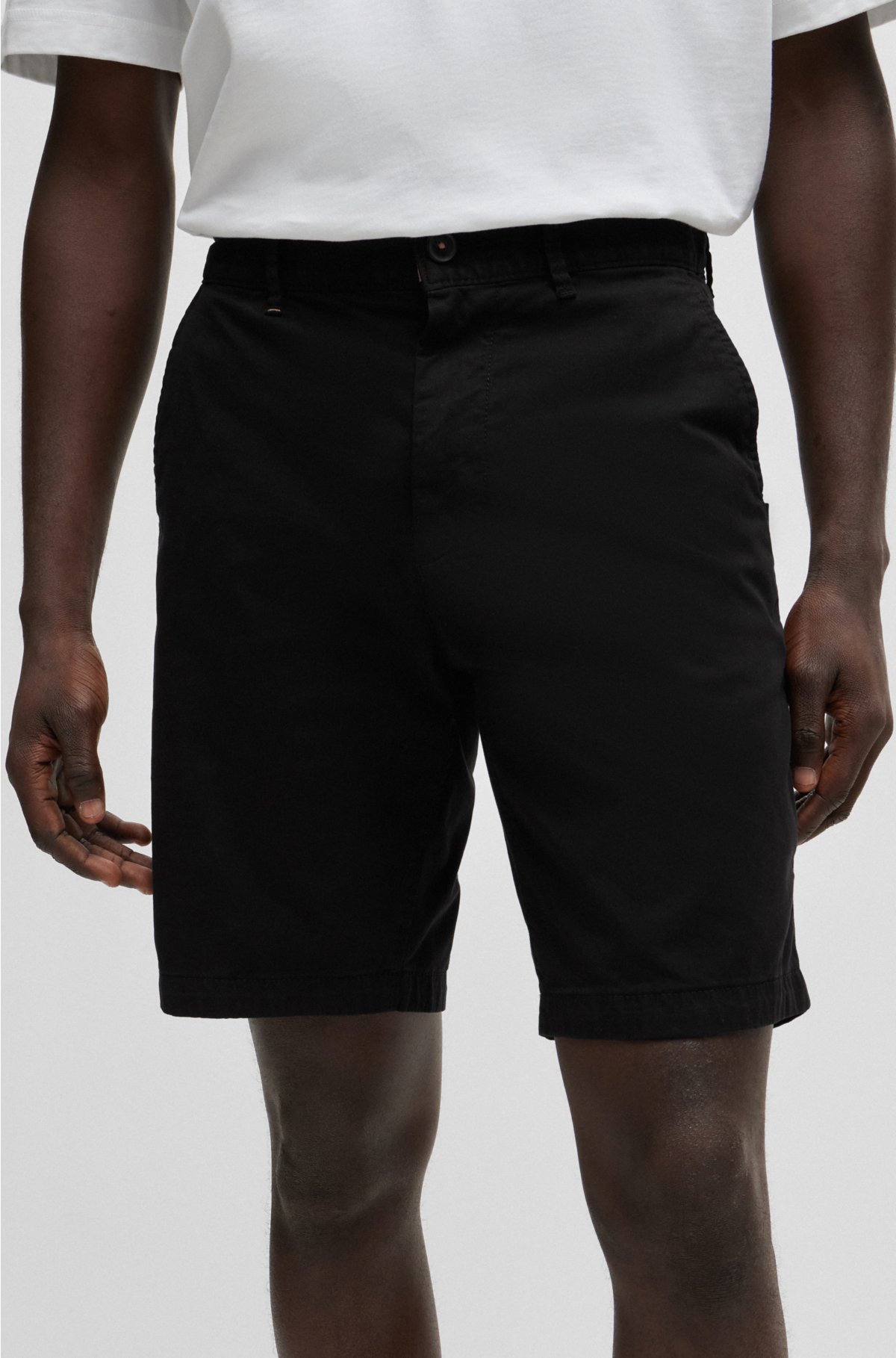 Slim-fit shorts in stretch-cotton twill, Black