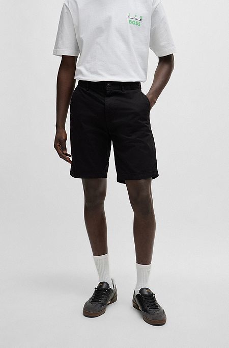 Slim-fit shorts in stretch-cotton twill, Black