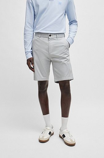 Slim-fit shorts in stretch-cotton twill, Light Grey