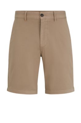 BOSS - Slim-Fit Shorts aus elastischem Baumwolle-Twill
