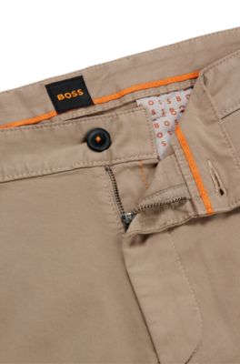 BOSS - Slim-Fit Shorts aus elastischem Baumwolle-Twill 