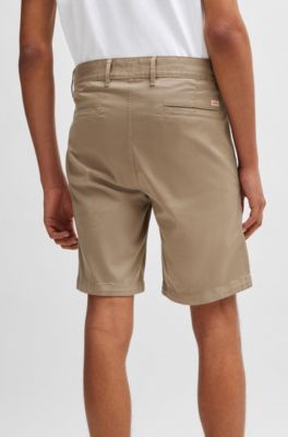 BOSS - Slim-Fit Shorts aus elastischem Baumwolle-Twill 