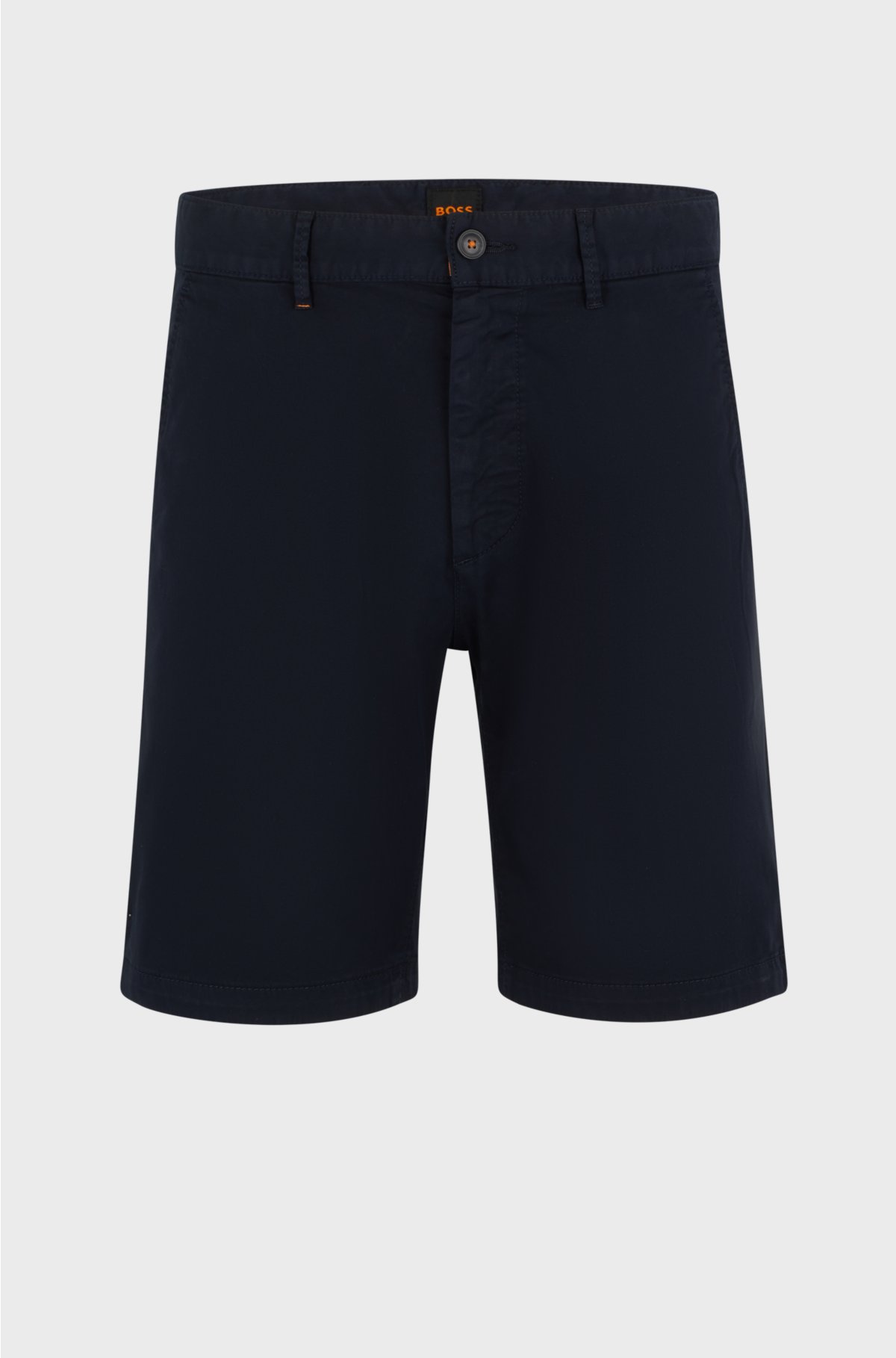 Slim-fit shorts in stretch-cotton twill, Dark Blue