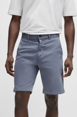 BOSS - Slim-Fit Shorts aus elastischem Baumwolle-Twill 