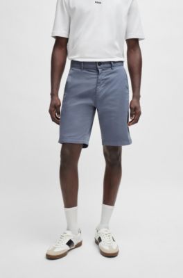 BOSS - Slim-Fit Shorts aus elastischem Baumwolle-Twill 