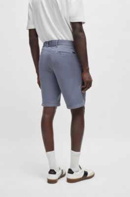 BOSS - Slim-Fit Shorts aus elastischem Baumwolle-Twill