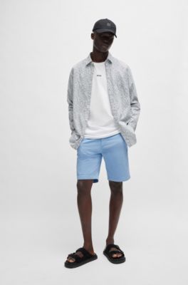 BOSS - Slim-Fit Shorts aus elastischem Baumwolle-Twill 