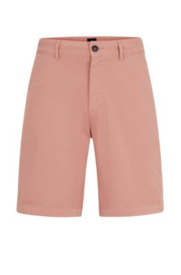 Hugo Boss Slim-fit Shorts In Stretch-cotton Twill In Pink