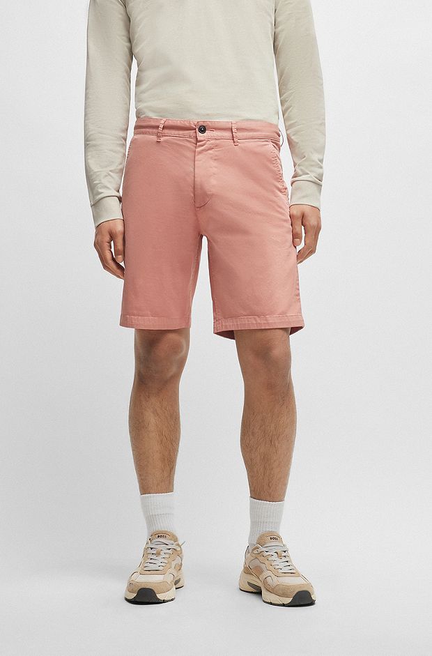 Slim-fit shorts in stretch-cotton twill, light pink