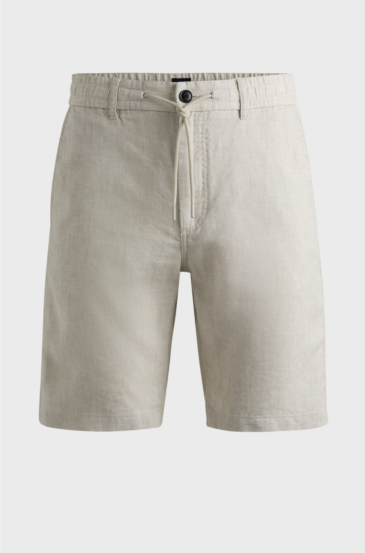 Tapered-fit shorts in a linen blend, Light Beige