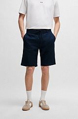 Tapered-fit shorts in a linen blend, Dark Blue