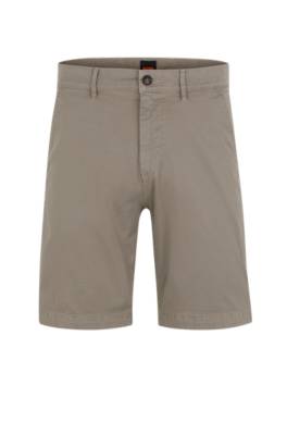 Hugo Boss Slim-fit Shorts In Stretch-cotton Twill In Brown