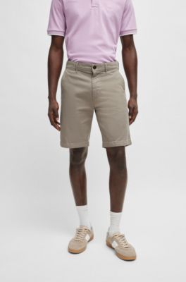 BOSS - Slim-Fit Shorts aus elastischem Baumwolle-Twill