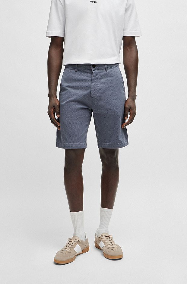 Slim-fit shorts in stretch-cotton twill, Blue