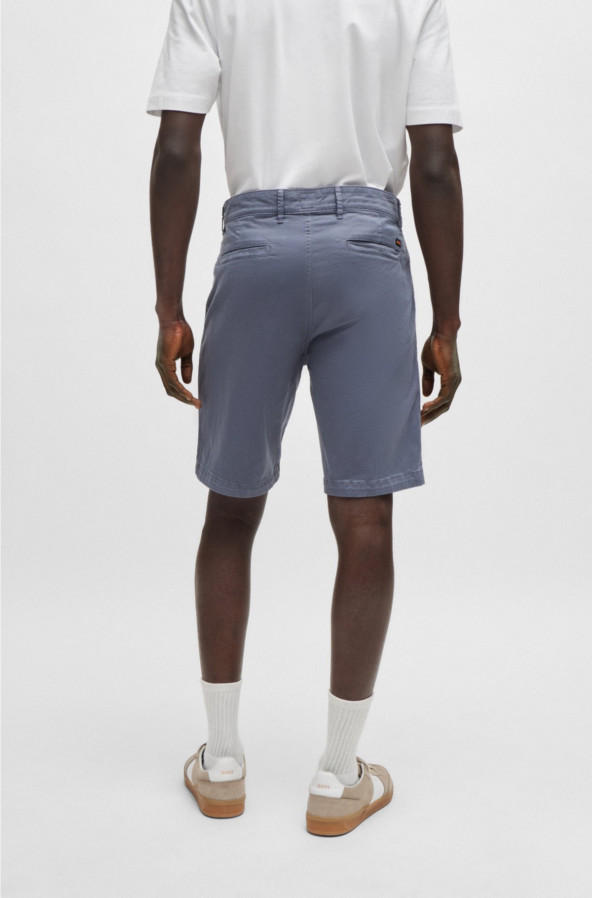 Slim-fit shorts in stretch-cotton twill, Blue