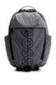 Coated-velour multi-pocket backpack with outline logo, Grey