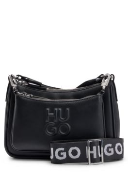 with and detachable debossed HUGO branding pouches bag Crossbody -
