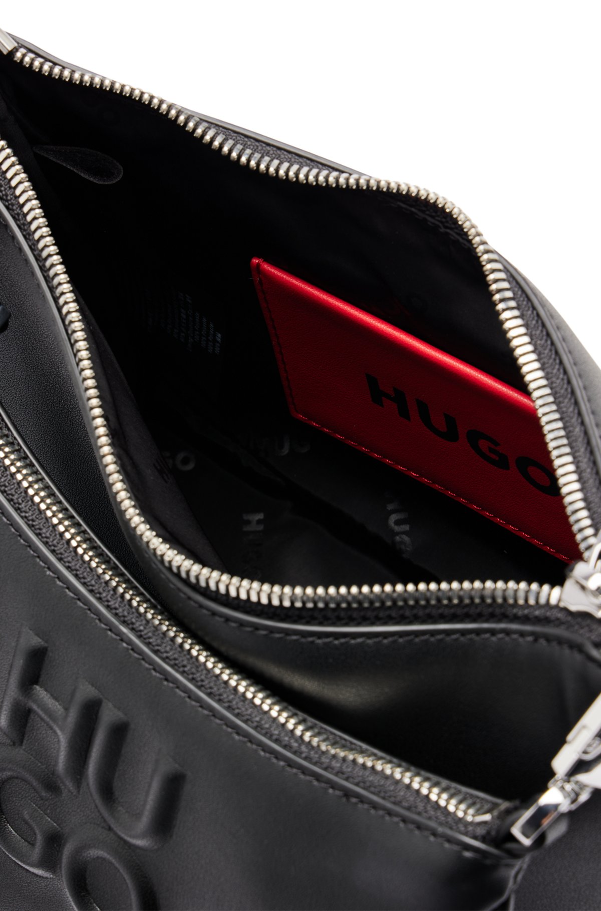HUGO - Crossbody bag with detachable pouches and debossed branding