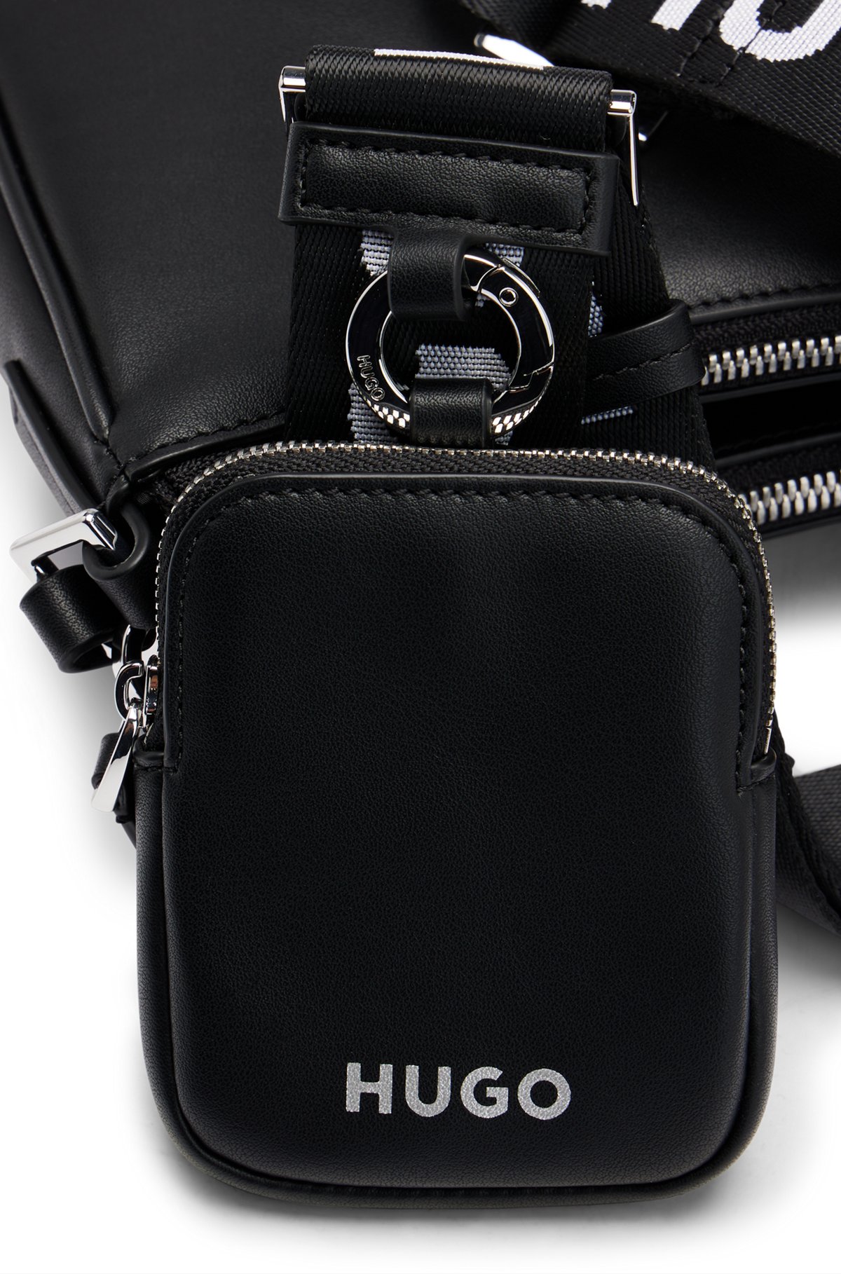 HUGO - Crossbody bag with detachable pouches and debossed branding