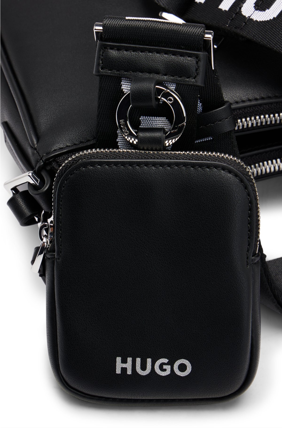 debossed HUGO branding - bag detachable and with Crossbody pouches