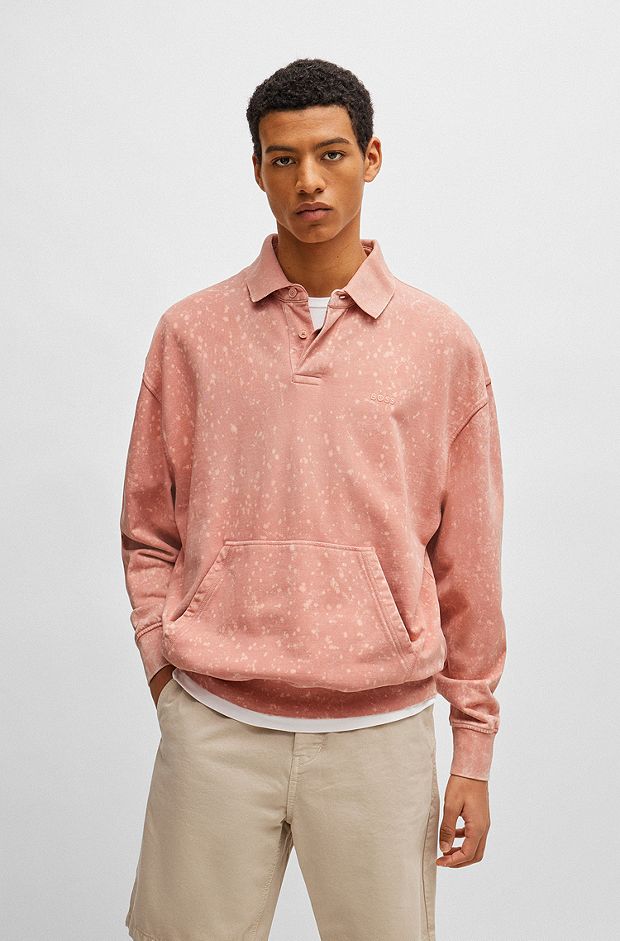 Relaxed-fit sweatshirt in cotton terry with logo detail, light pink