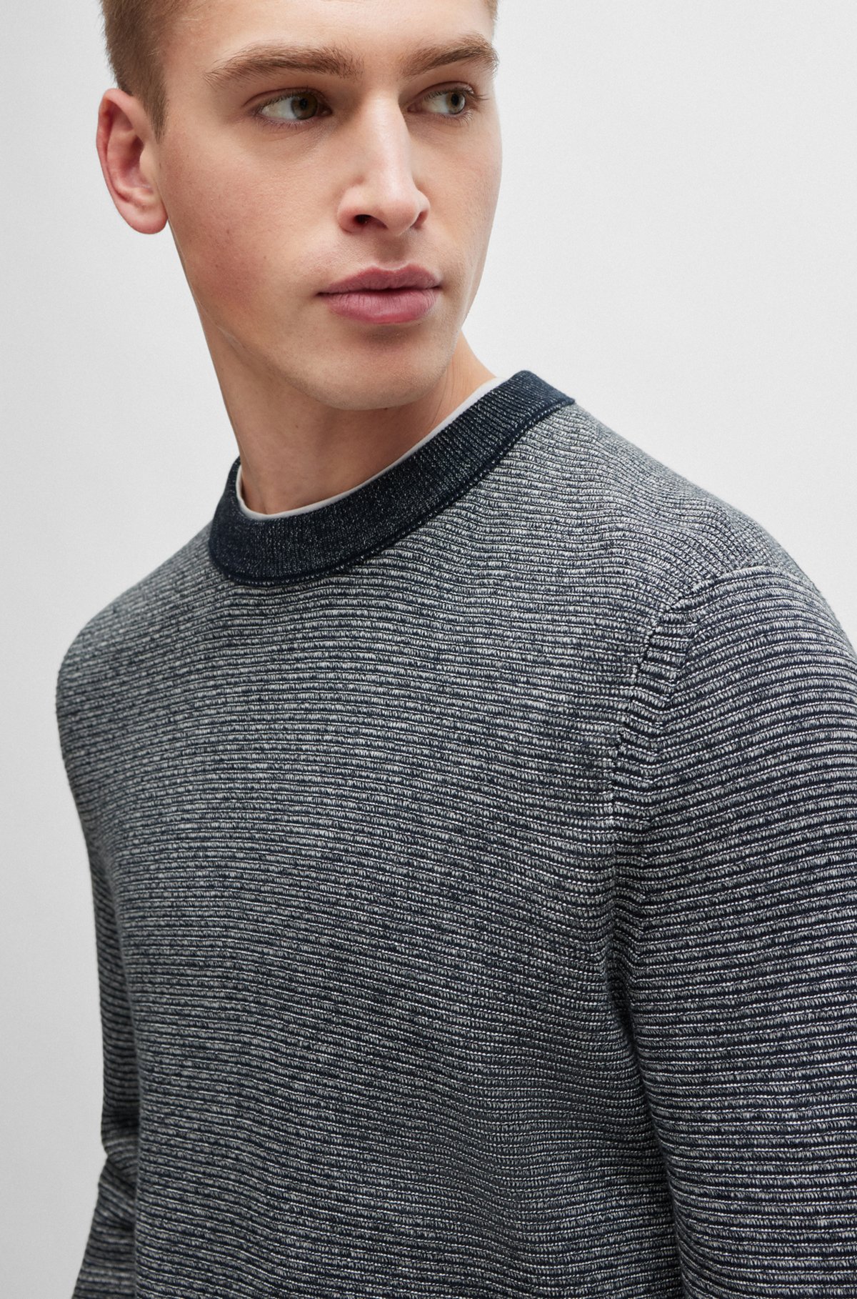 BOSS - Cotton-blend sweater with mouliné effect