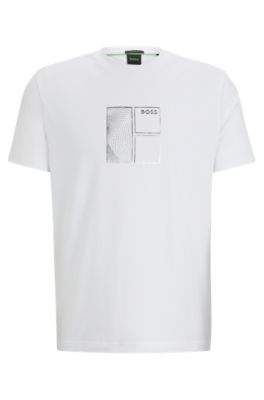 BOSS - Stretch-cotton T-shirt with metallic artwork