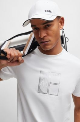 BOSS - Stretch-cotton T-shirt with metallic artwork