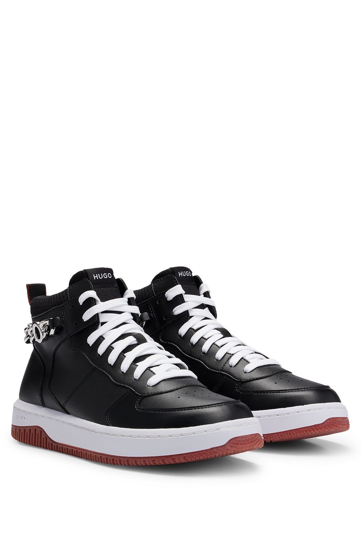 Sneakers high-top con catena brandizzata, Nero