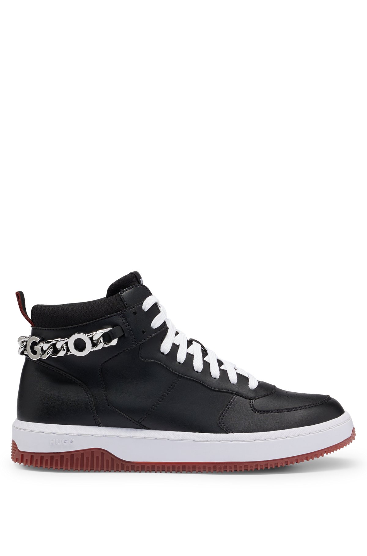High-top trainers with logo-chain trim, Black