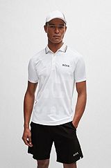 Slim-fit polo shirt in engineered jacquard jersey, White