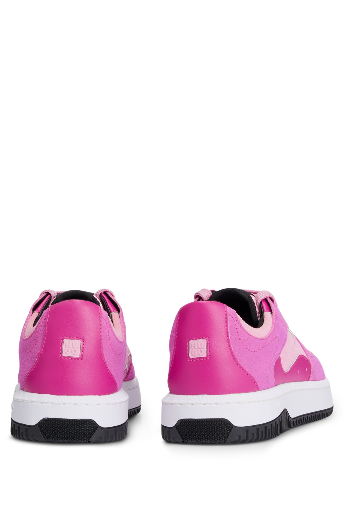 Low-top trainers in suede with logo details, Pink