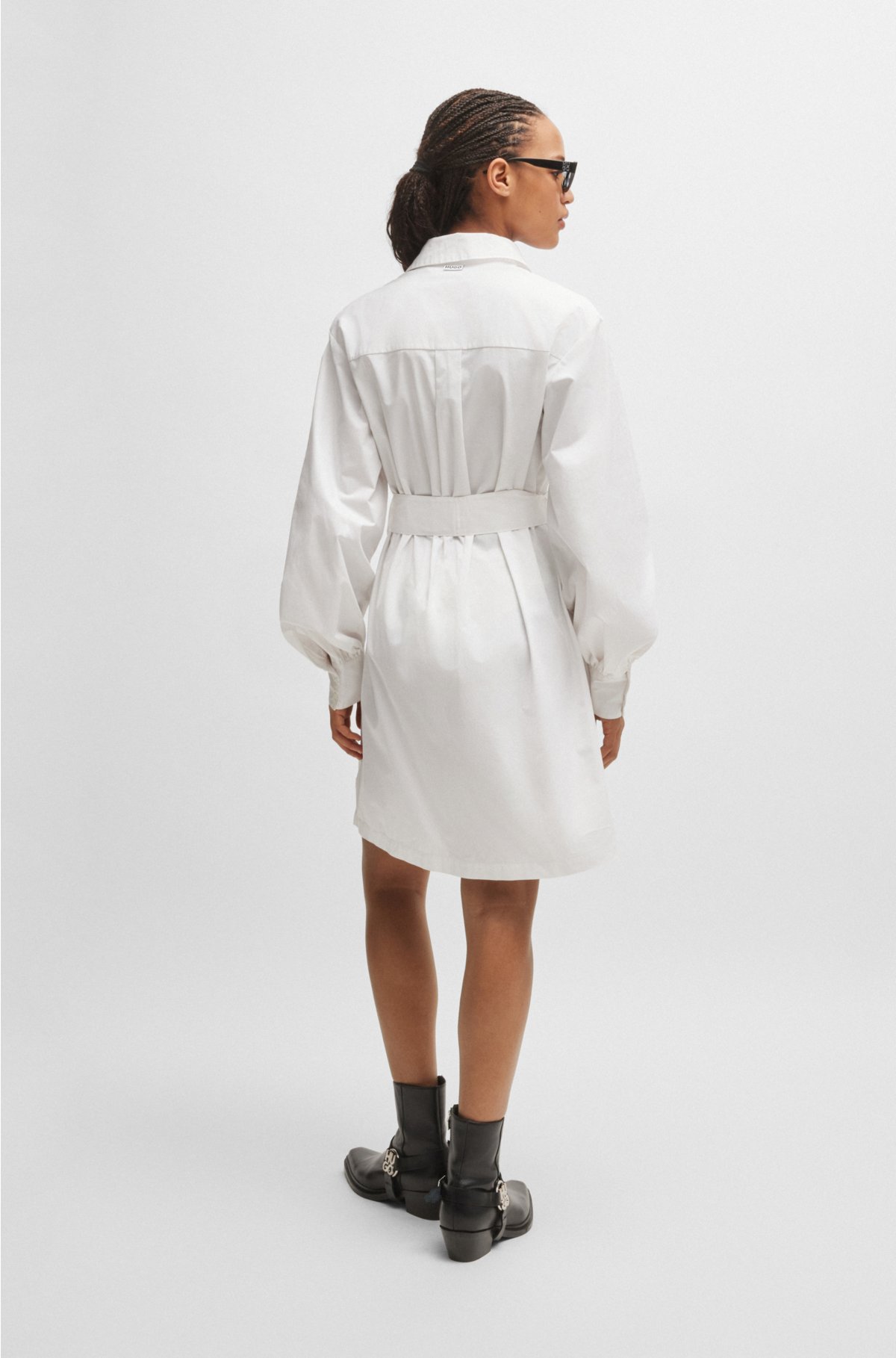 Relaxed-fit shirt dress in cotton twill, White