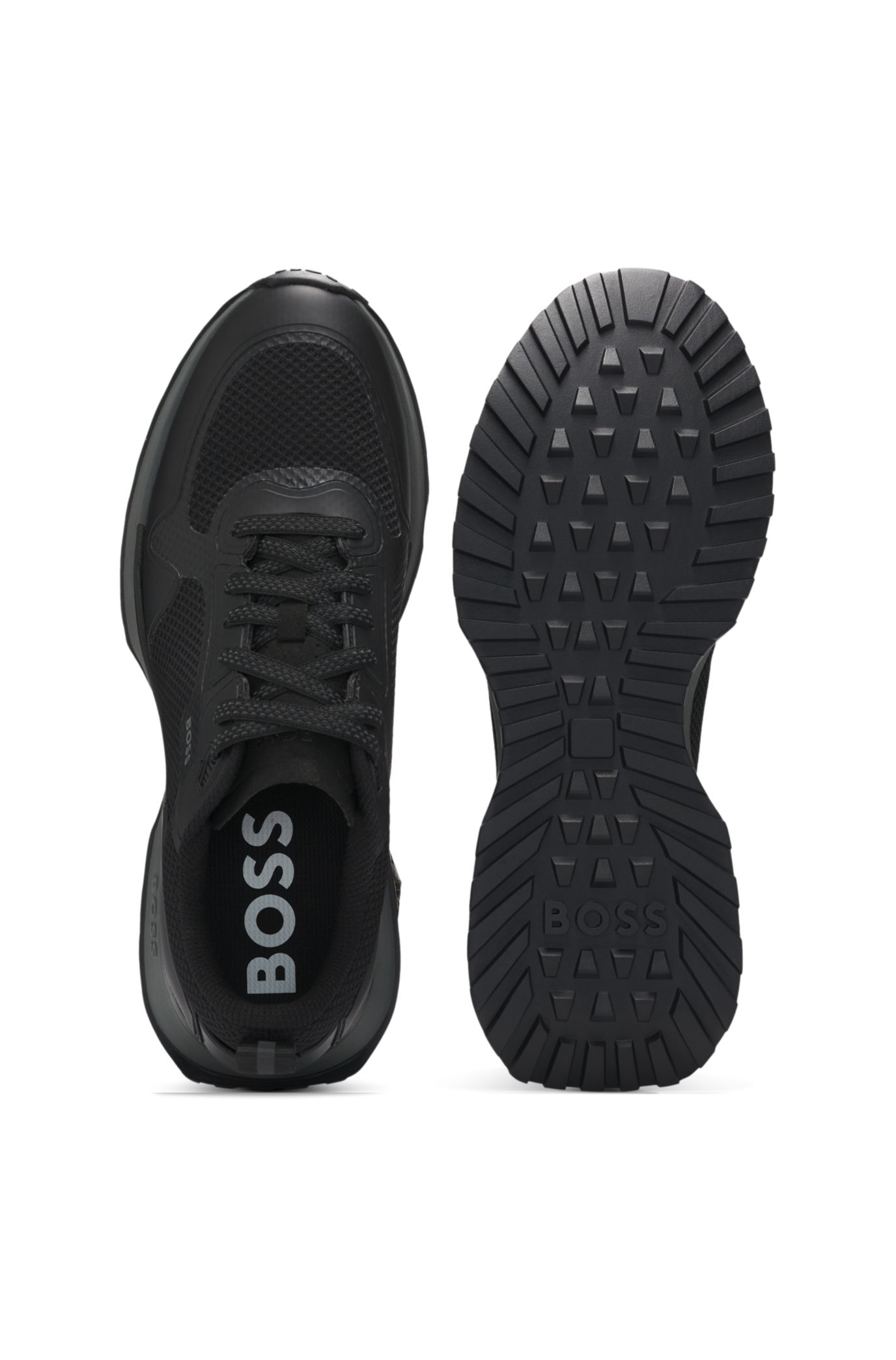 BOSS ミックスマテリアル スニーカー ラバーライズド BOSS - ミックスマテリアル スニーカー メッシュディテール