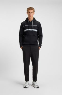 Mixed-material trainers with mesh details and branding, Natural