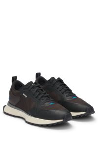 BOSS Mixed material trainers with mesh details and branding