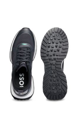 BOSS - Mixed-material trainers with mesh details and branding