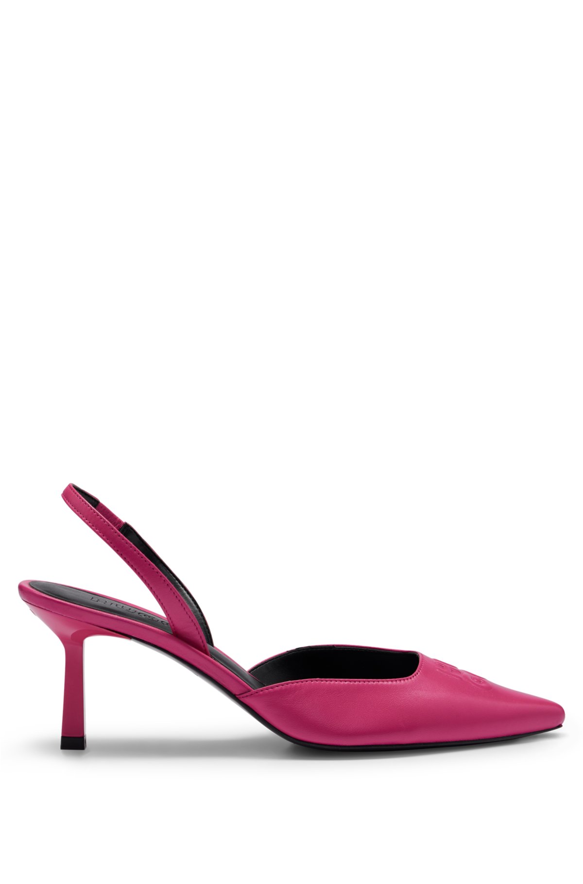 Slingback pumps in nappa leather with debossed logo, Pink