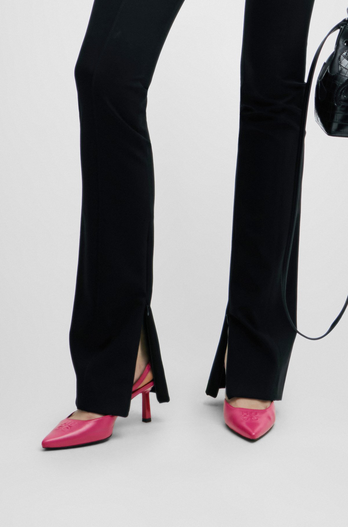 Slingback pumps in nappa leather with debossed logo, Pink