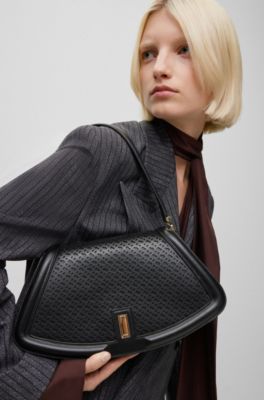 BOSS Leather shoulder bag with monogram pattern