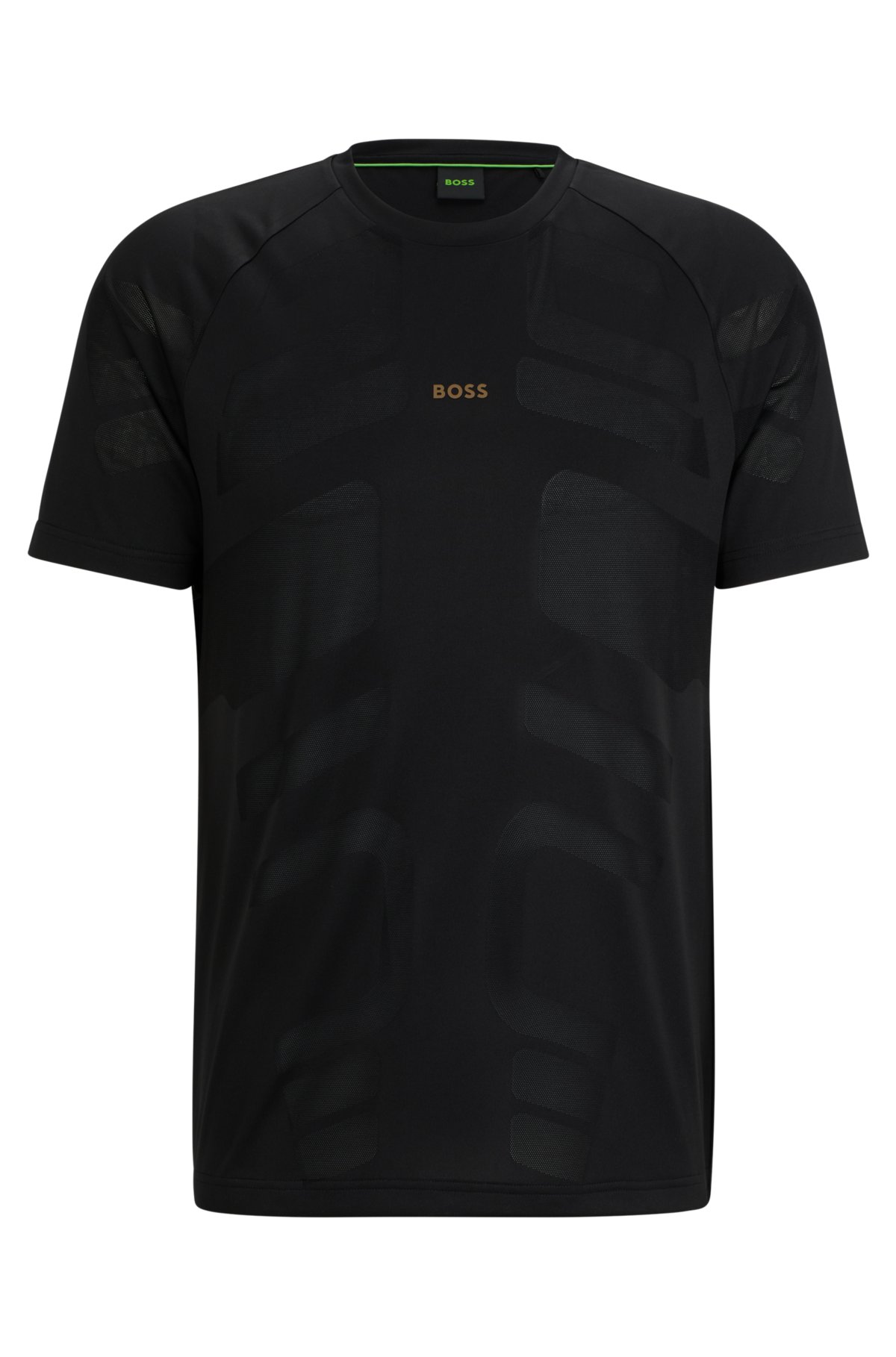 Performance-jacquard T-shirt with decorative reflective logo, Black