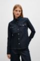 Regular-fit blouse in navy comfort-stretch denim, Dark Blue