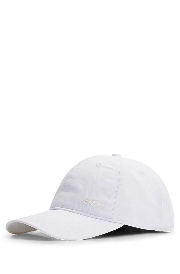 Ripstop logo cap with six panels and UV protection, White