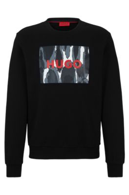 HUGO Cotton terry sweatshirt with seasonal logo artwork