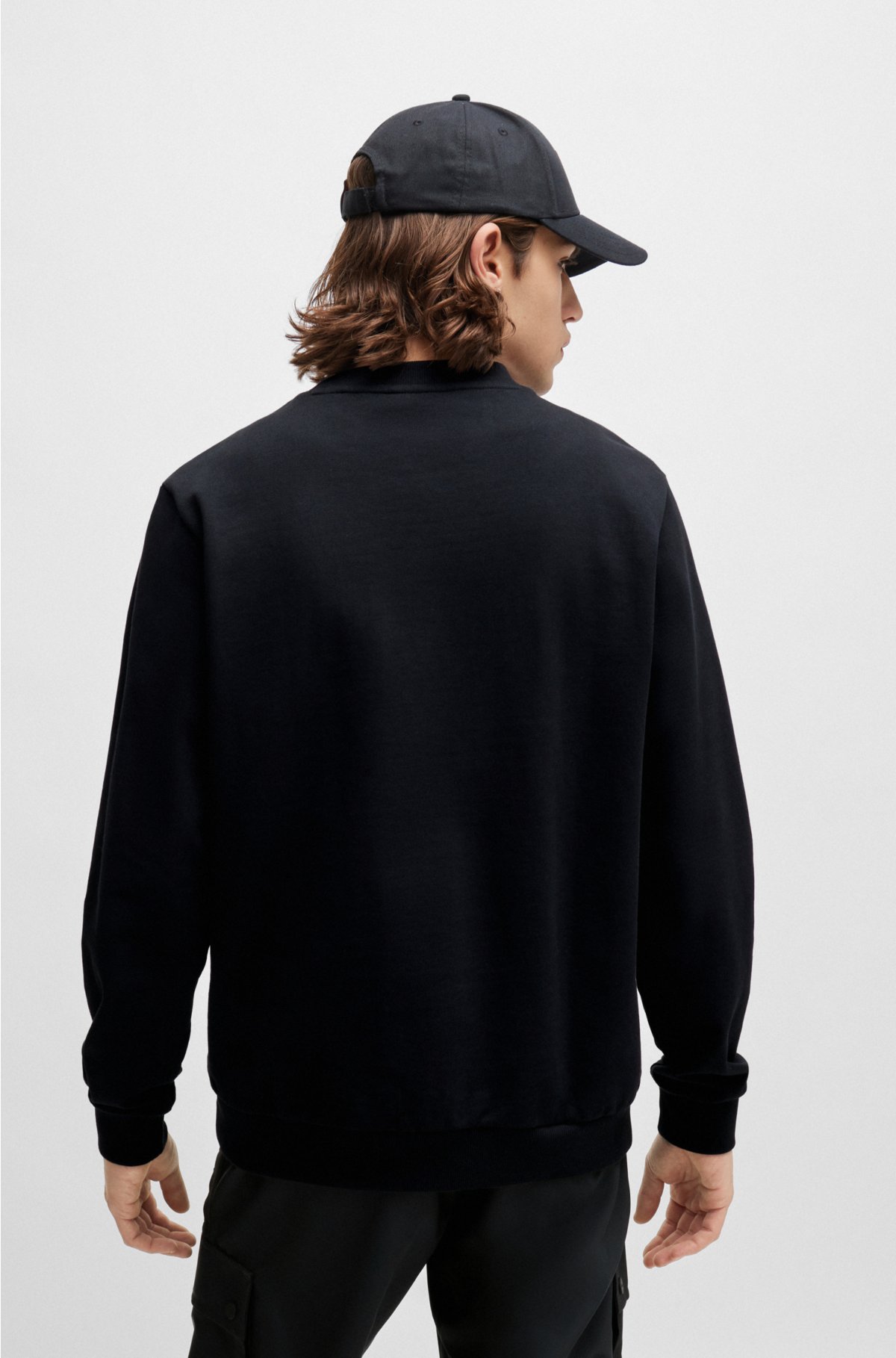 Cotton-terry sweatshirt with seasonal logo artwork, Black